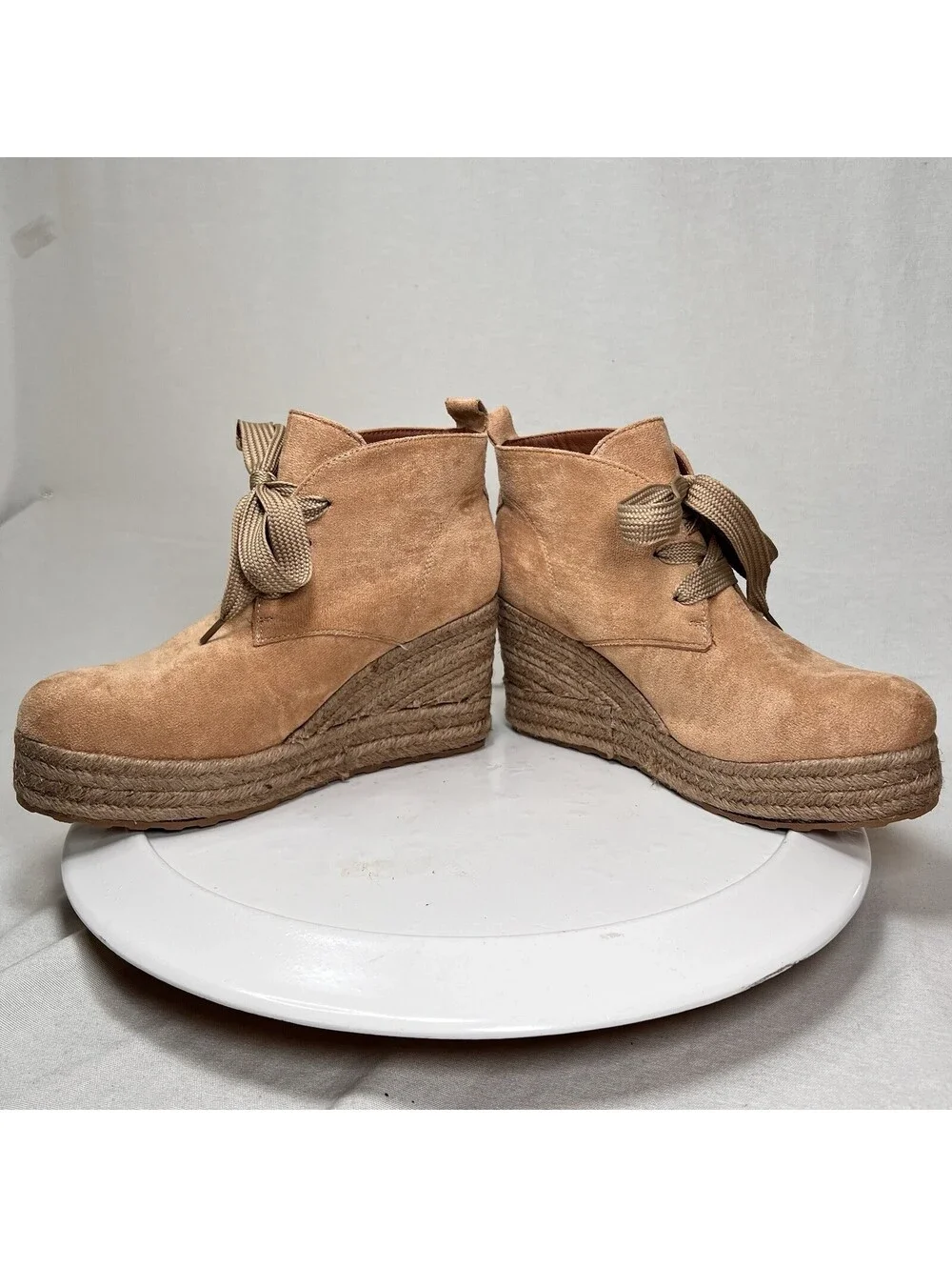Women's Fashion Jute Rope Casual Wedge Ankle Boots Size 9